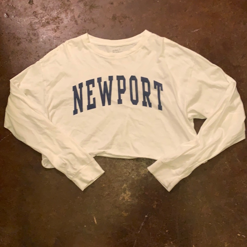 Brandy Melville brand J Galt white long sleeve cut off tshirt